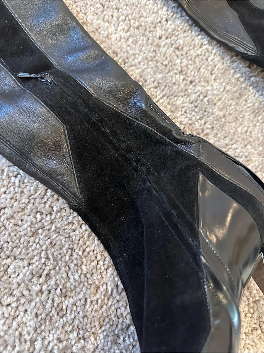 Gucci Black Leather and Suede Over the Knee Division Platform Boots